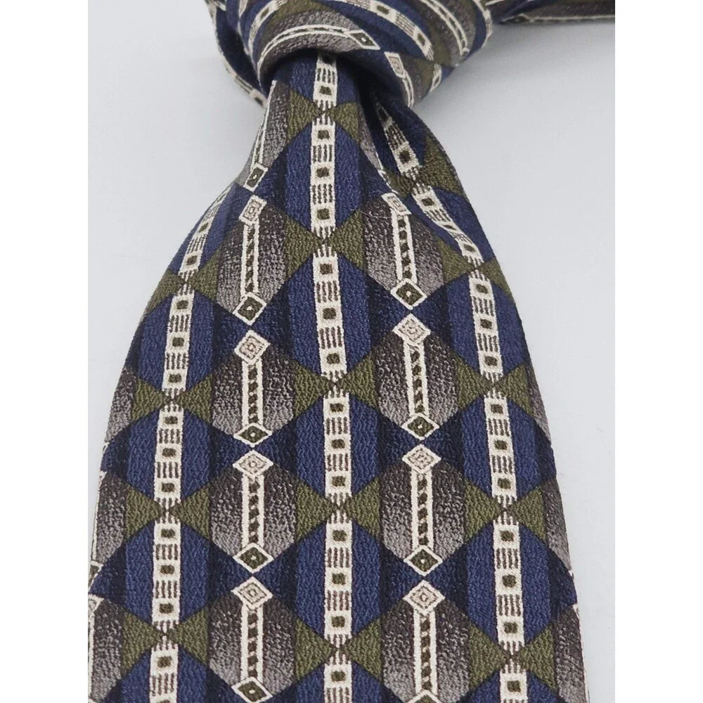Lamberti Italy Art Deco Necktie Silk Diamond Geometric Vintage Handmade